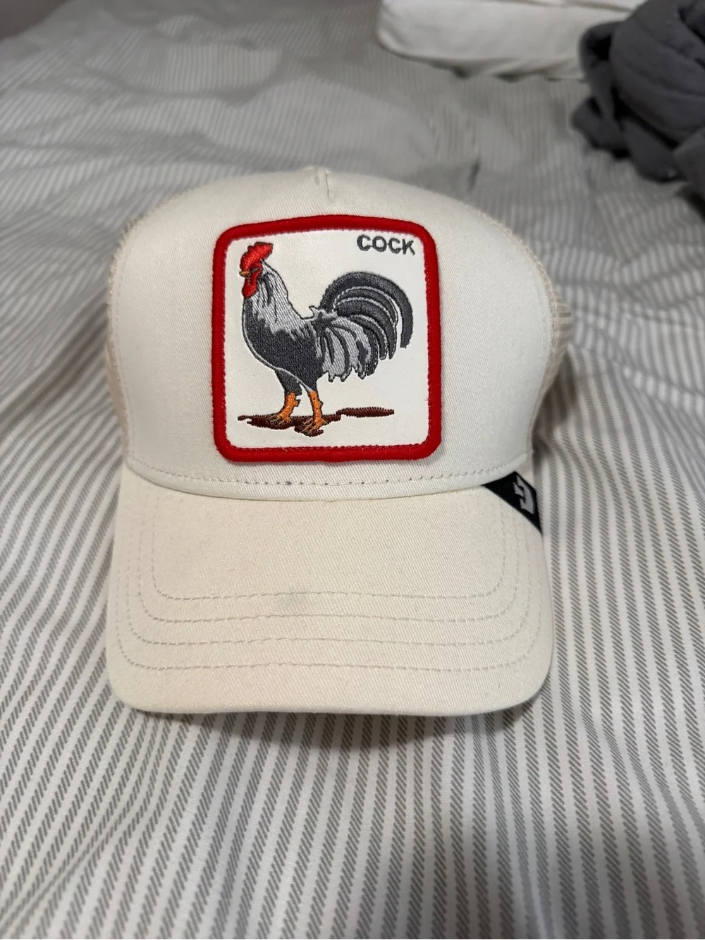 Lids White Trucker Hat with Rooster Patch